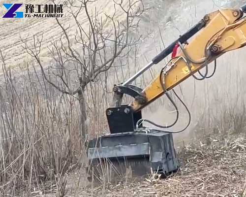 mulcher attachment for a mini-excavator operation